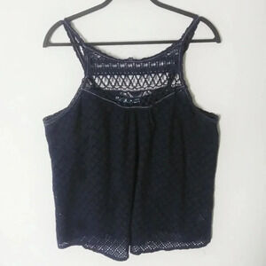 Maurices Blue‎ Eyelet Sheer Tank Cami